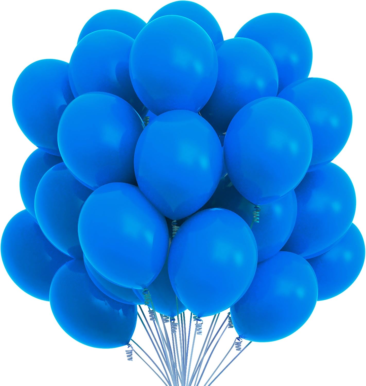 Prextex 75 Blue Party Balloons 12 Inch Blue Balloons with Matching Color Ribbon for Blue Theme Party Decoration, Weddings, Baby Shower, Birthday Parties Supplies or Arch Décor - Helium Quality : Toys & Games