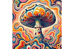 Exquisite Diamond Painting Masterpiece Depicting the Mystical Hippie Mushroom