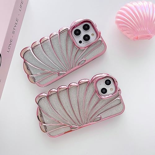 Miniatura 5 de Funda compatible con iPhone 13 Pro Max, bonita carcasa 3D transparente de oro rosa, patrón cromado, purpurina suave, brillante, a prueba de golpes,