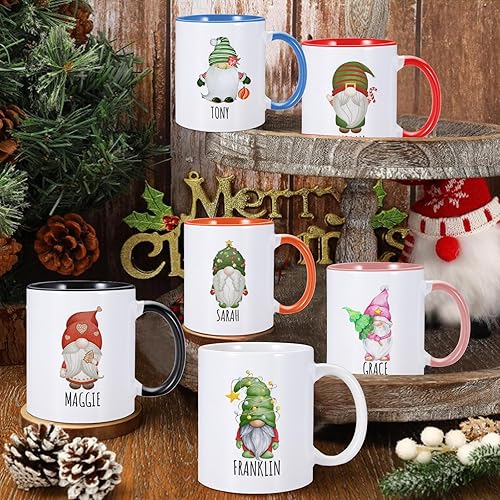 Miniatura 8 de Tazas de Navidad personalizadas, taza de café con nombre personalizado, regalos de gnomo de Navidad para niños, familiares, amigos, rellenos de