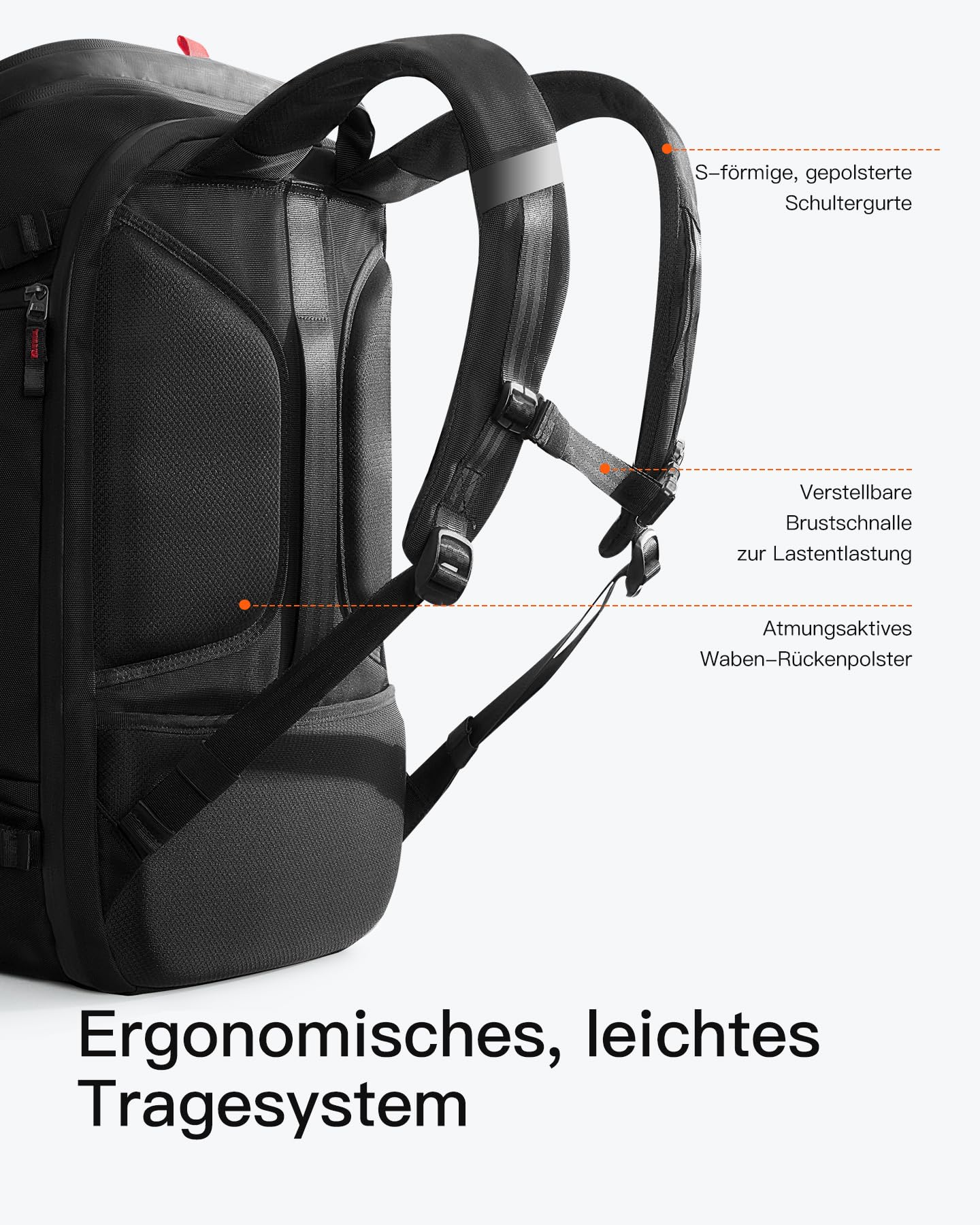 Inateck Reiserucksack Rucksack 40L, TSA Freundlich Groß Spritzwassergeschützt Handgepäck Flugzeug Travel Carry on Backpack für 17 Zoll Laptop, für Business, Reise Weekender Trip