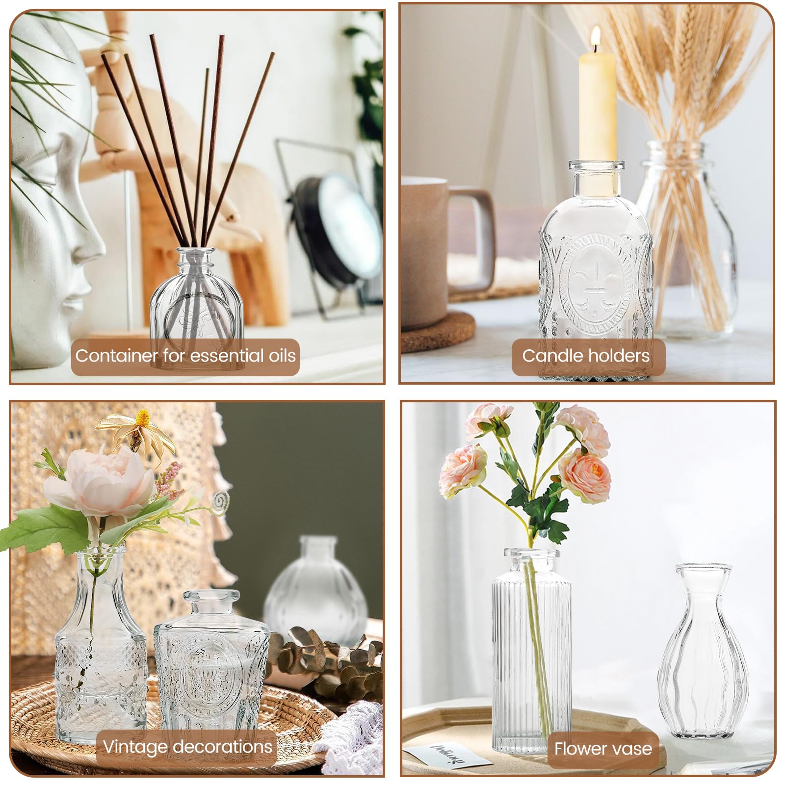 Centrepiece Mariage Lot De 6 Mini Vases En Verre ComSaf - 13cm - Décoration Table Mariage Décoration Intérieur