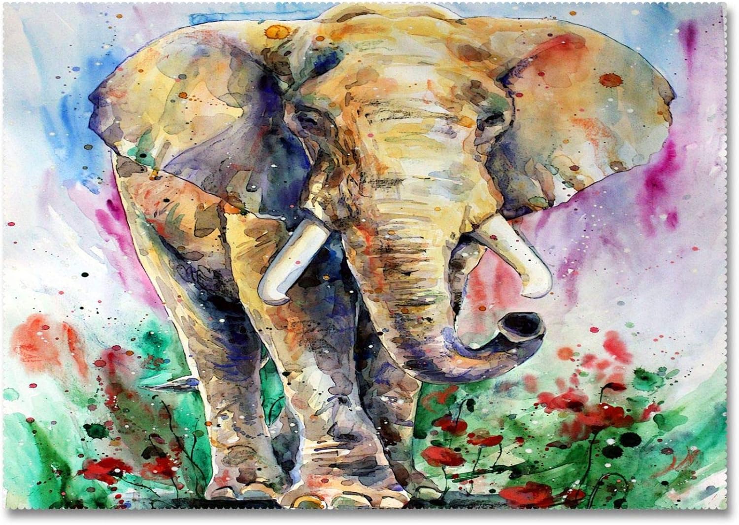 ポリエステル綿3D水彩パターンプリントテーブルクロス、ホームパーティーテーブルデコレーション用の正方形の洗えるテーブルクロス,D-2