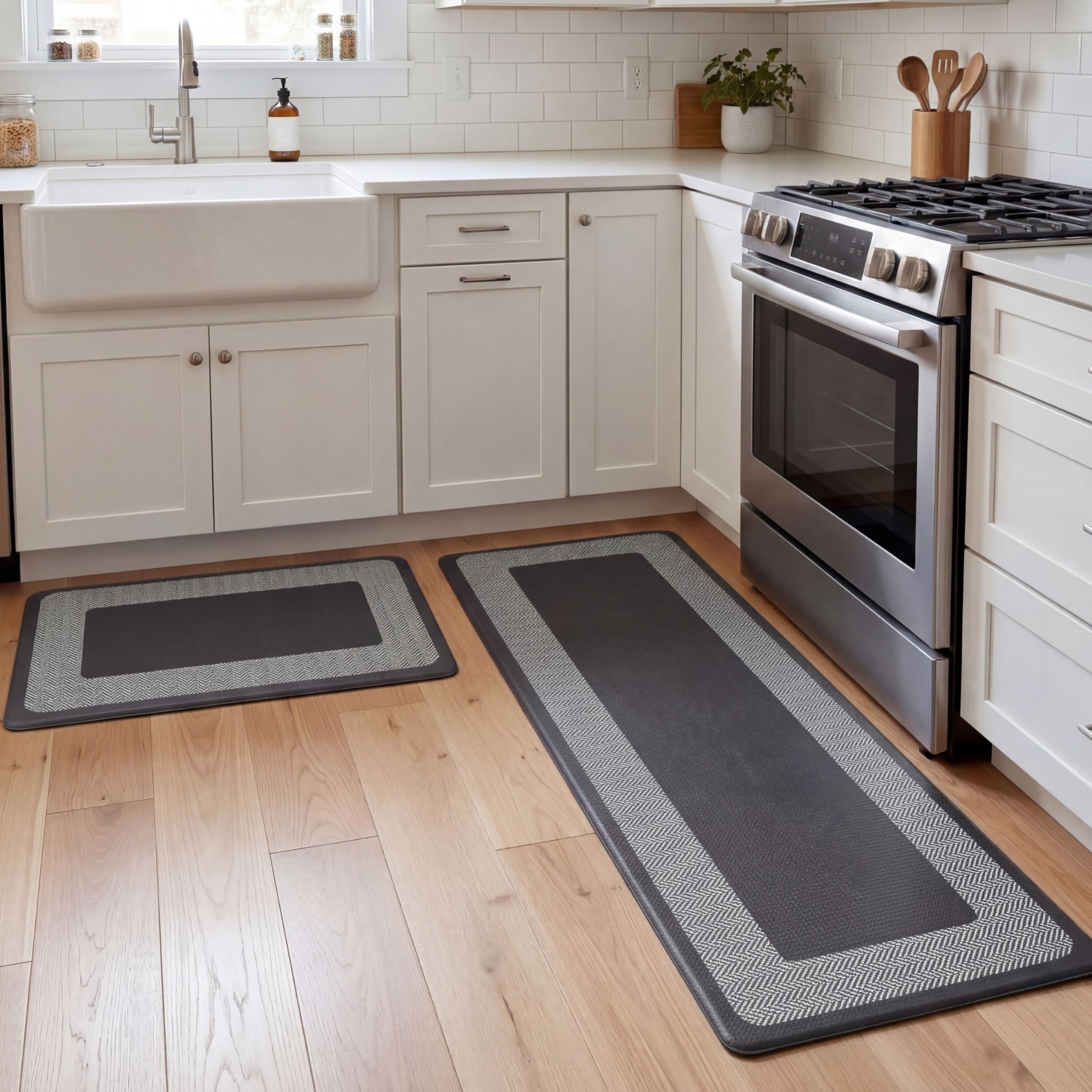 Tapis de cuisine anti-fatigue contre jambes lourdes lot de 2 noir chic