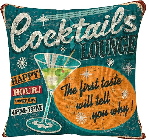 Funda de cojín decorativa con barra de metal vintage de los años 50, diseño de los años 60, para sofá, 18 x 18 pulgadas