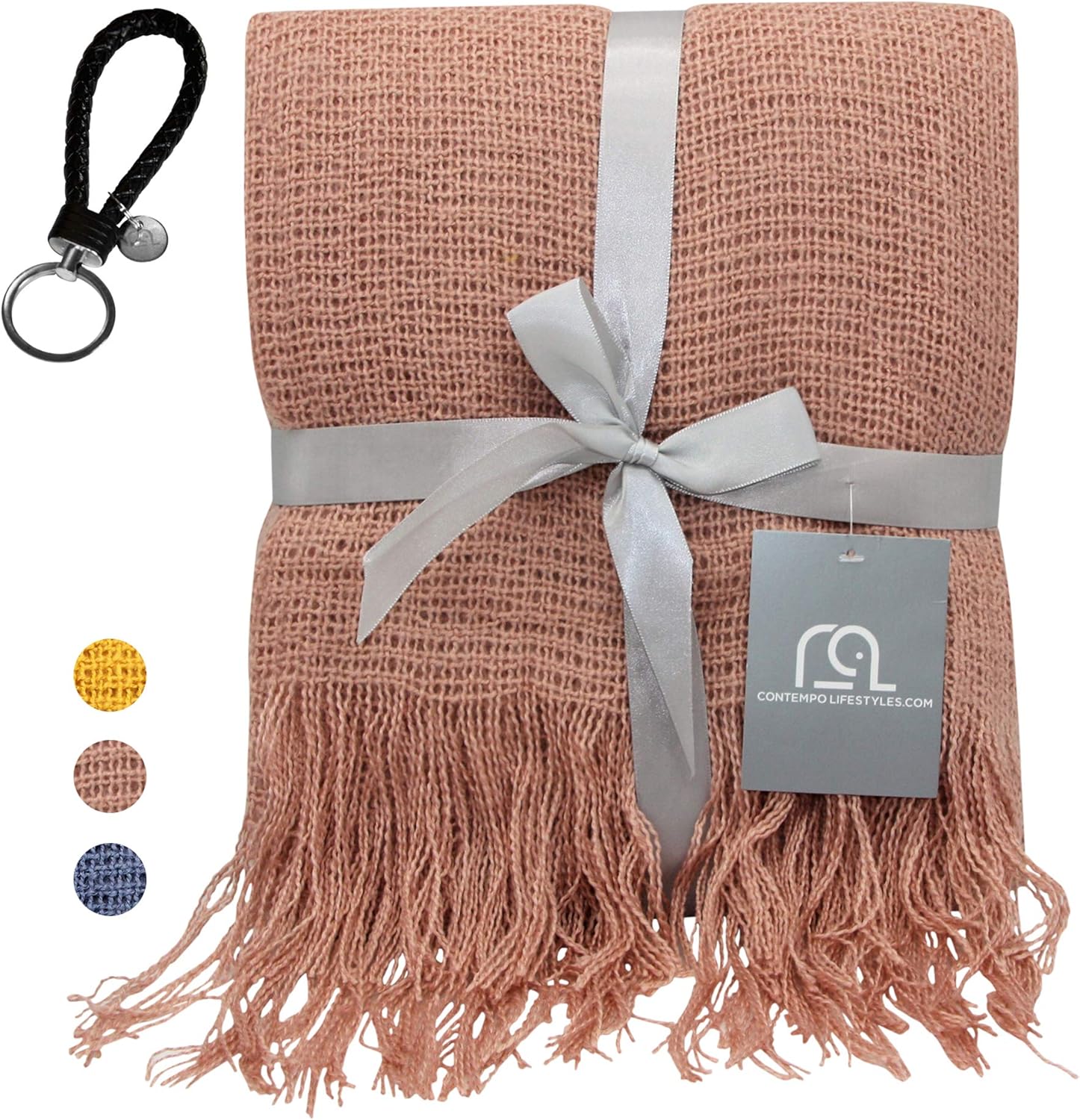 Contempo Lifestyles Gold Throw Blanket – 50 x 60-inch Faux Mohair Couch Throw Blanket,Gold