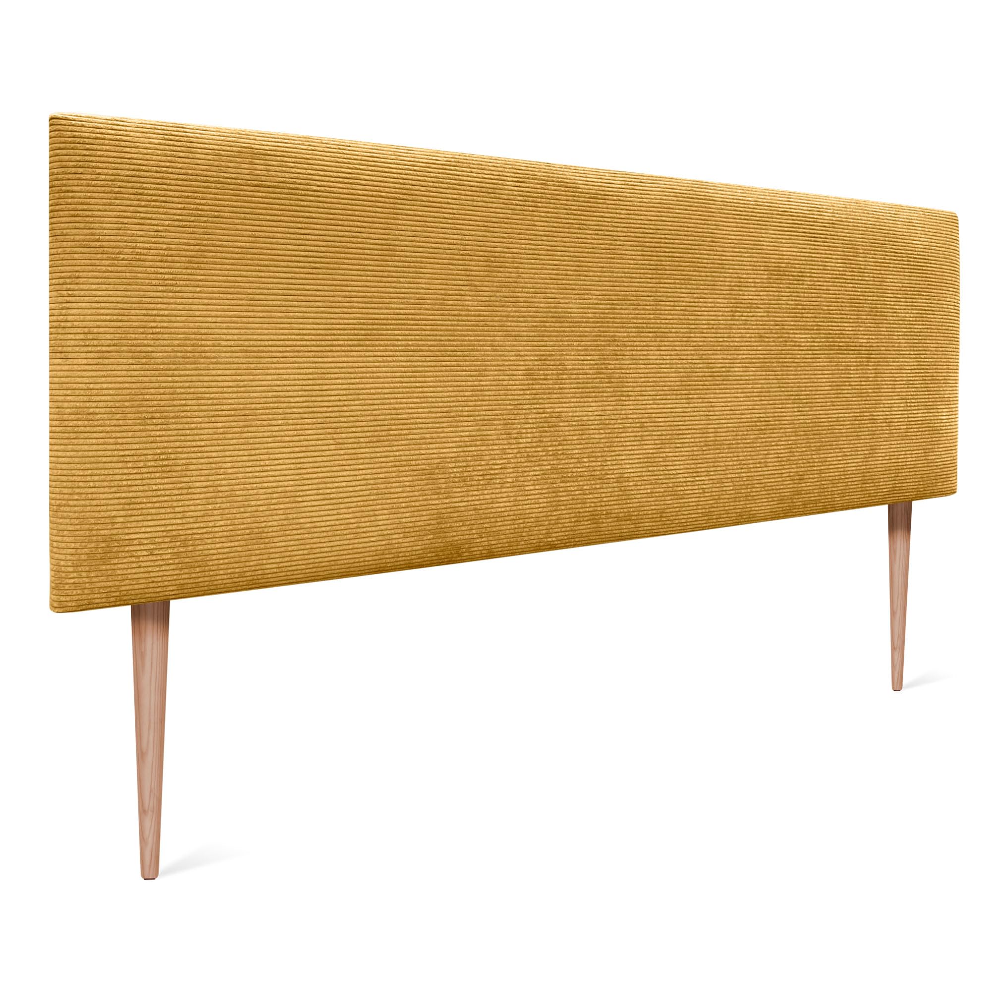 DHOME Tête de Lit en Velours Côtelé Uni avec Pieds, Haute Gamme Moderne, Tête de Lit Capitonnée, Lit de Luxe, Chambre, Rembourrée (Moutarde, 145cm)