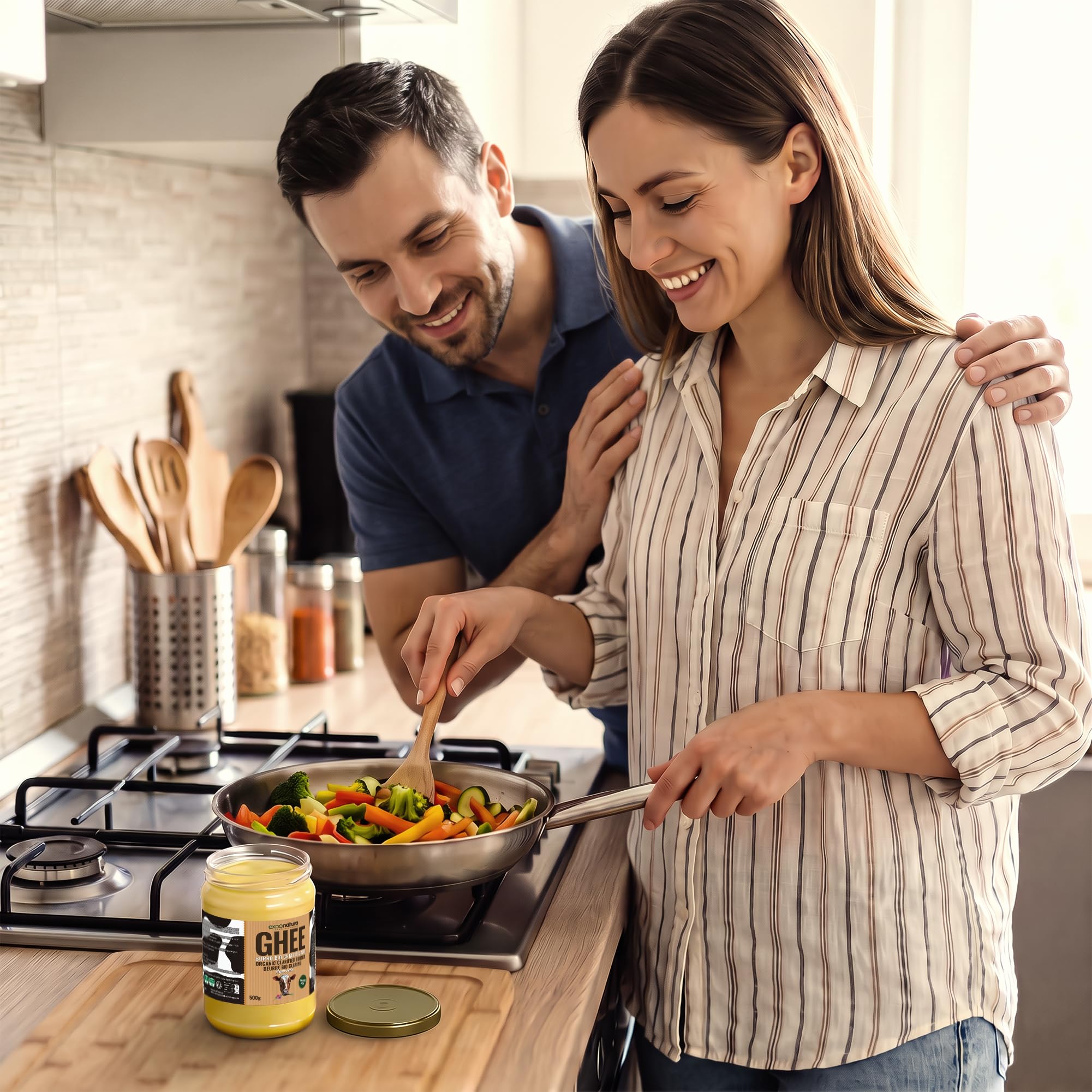 Ghee Bio - beurre clarifié selon l'ancienne recette ayurvédique - uniquement à partir du lait de vaches au pâturage - extrêmement digestible sans lactose - Exponatura (1250 g)