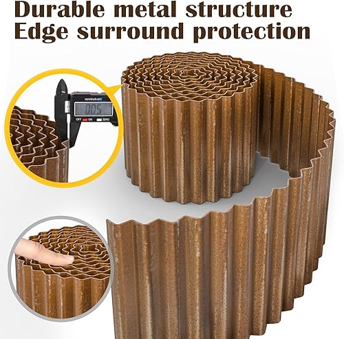 Miniatura 8 de LAVEVE Borde de metal corrugado para jardín, borde resistente, perfecto para macizos de flores y bordes de paisajismo (plata, 8 pulgadas x 20 pies)