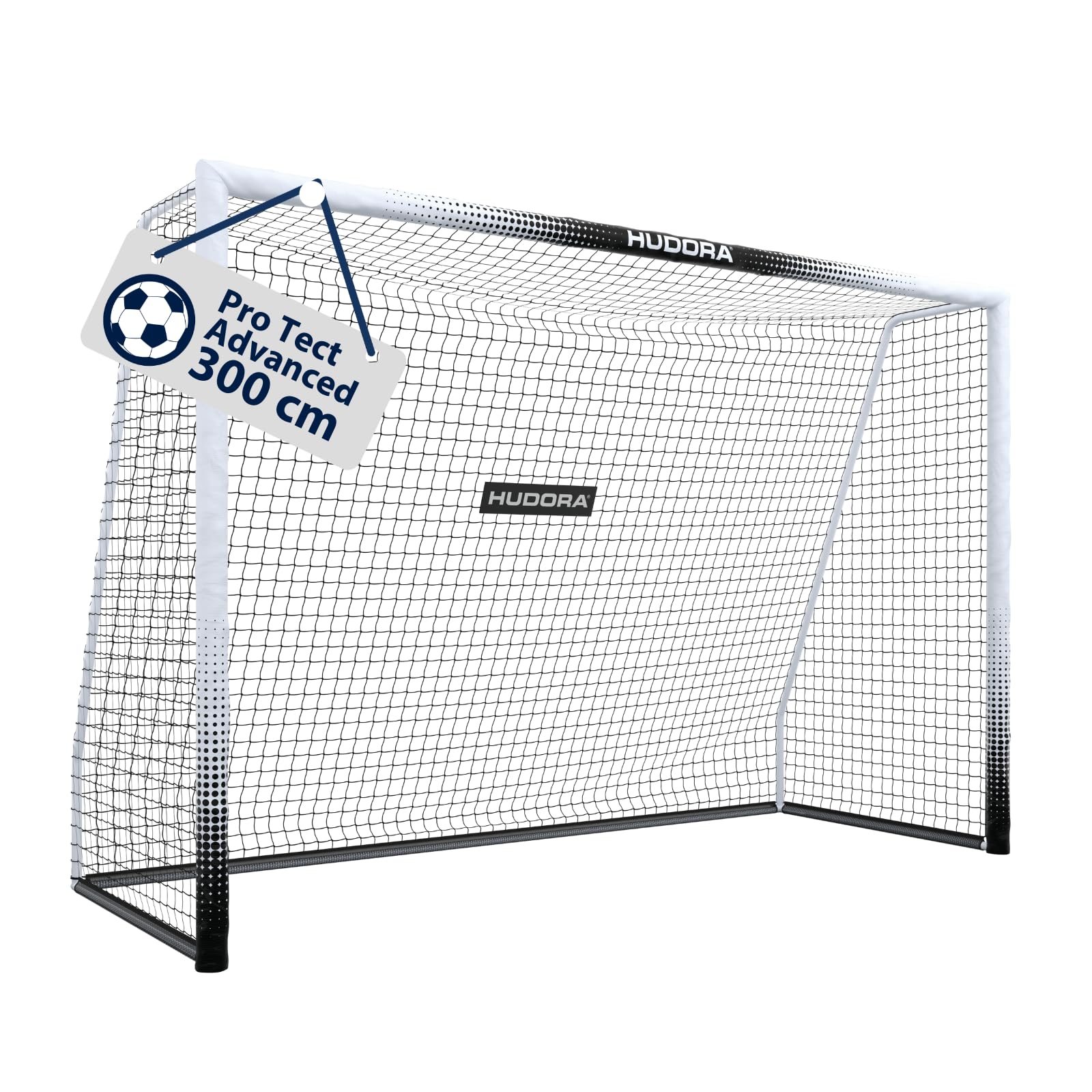 HUDORA Fußballtor Pro Tect Advanced – Outdoor Fußballtor mit Netz und wetterfester Ummantelung für Kinder/Erwachsene – Einfacher Aufbau im Garten – Hochwertige Torwand mit Reiß- und Klettverschlüssen