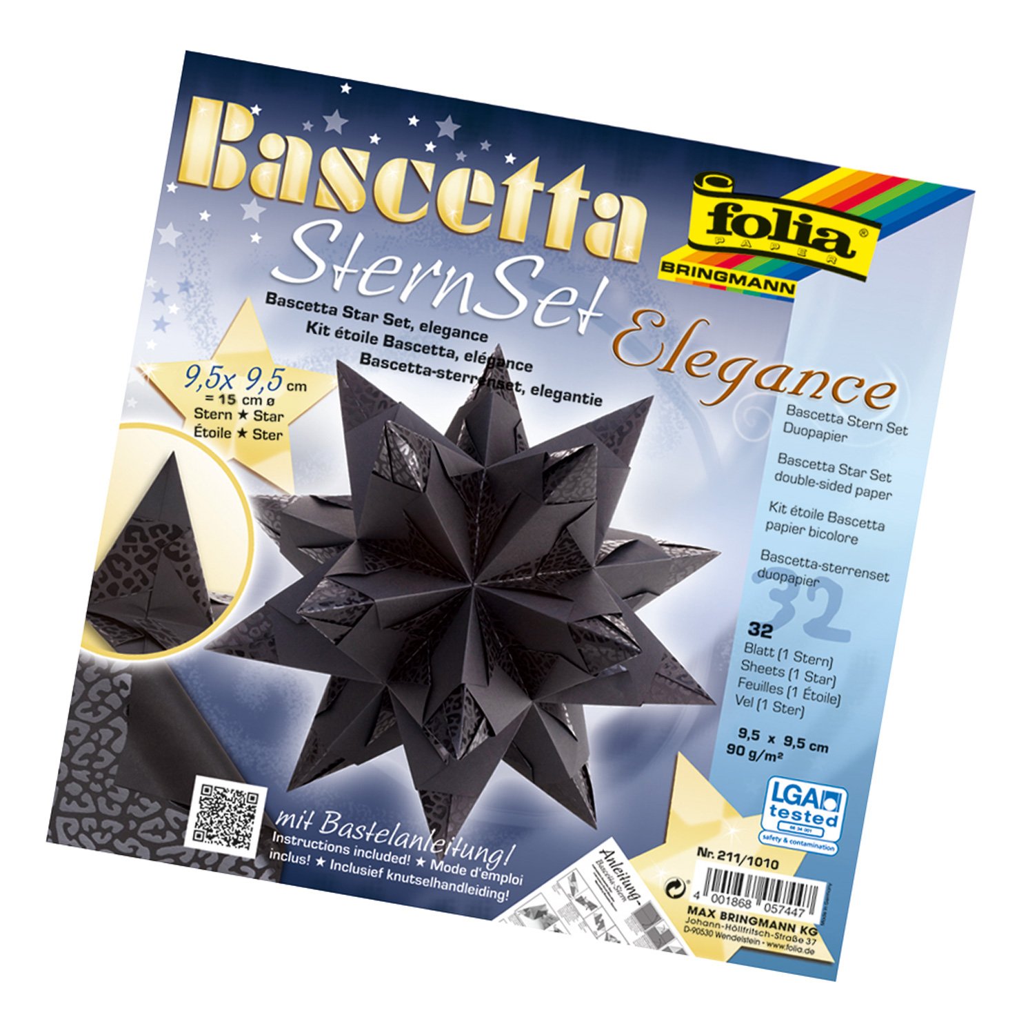 Folia836/3030 Bascetta Star Handicraft set, blue, Card, Black , 9,5 x 9,5 cm