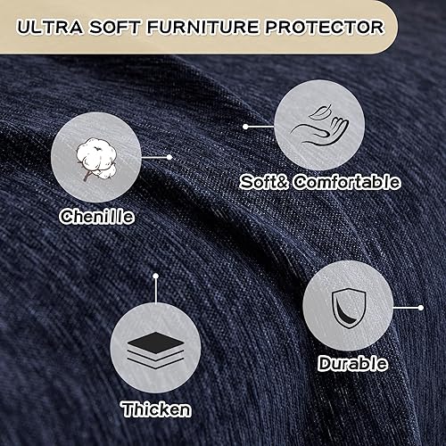 Miniatura 5 de MYSKY HOME Funda de sofá para sofá seccional, 2 fundas de sofá para funda de sofá en forma de L, protector de muebles para mascotas, niños, funda de