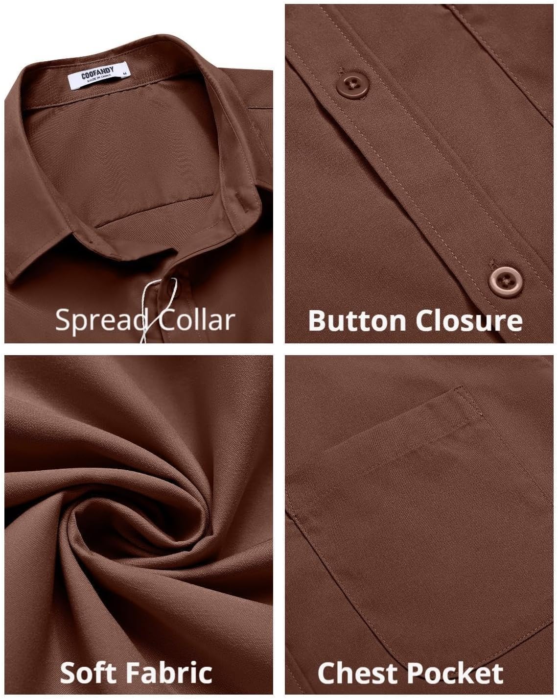 COOFANDY Mens Short Sleeve Casual Button Down Shirts Summer Untucked Dress Shirts with Pocket - Image 5