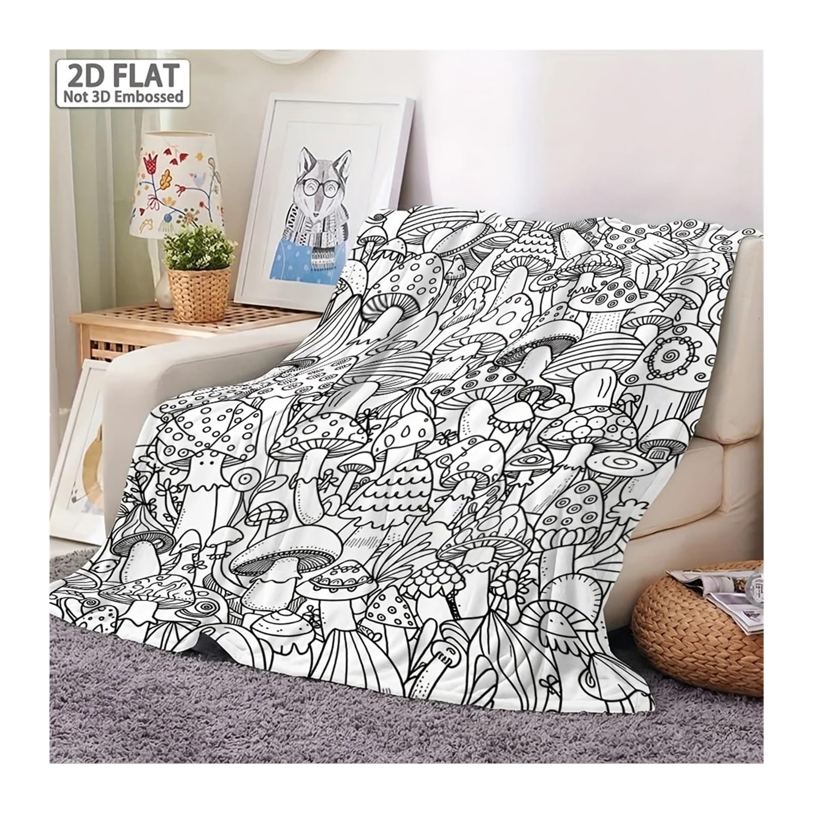 coperta da colorare Coperta da tiro colorare con funghi Graffiti(100x130cm39x51in)