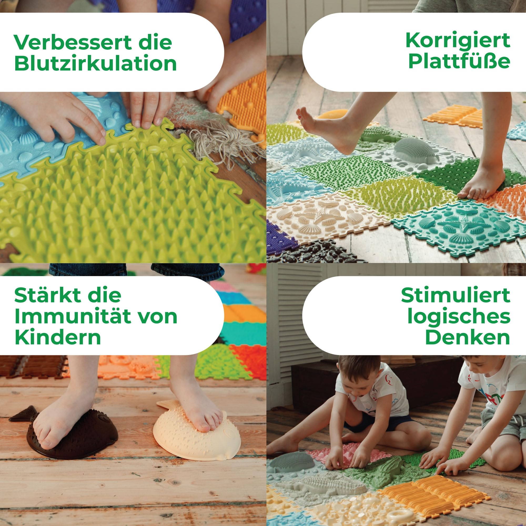 Massage Puzzle sensorische Bodenmatte - Orthopädische Spielmatte für Kinder oder als Baby Spielzeug, Puzzlematte Unterlage für den Boden (Nil Krokodil)