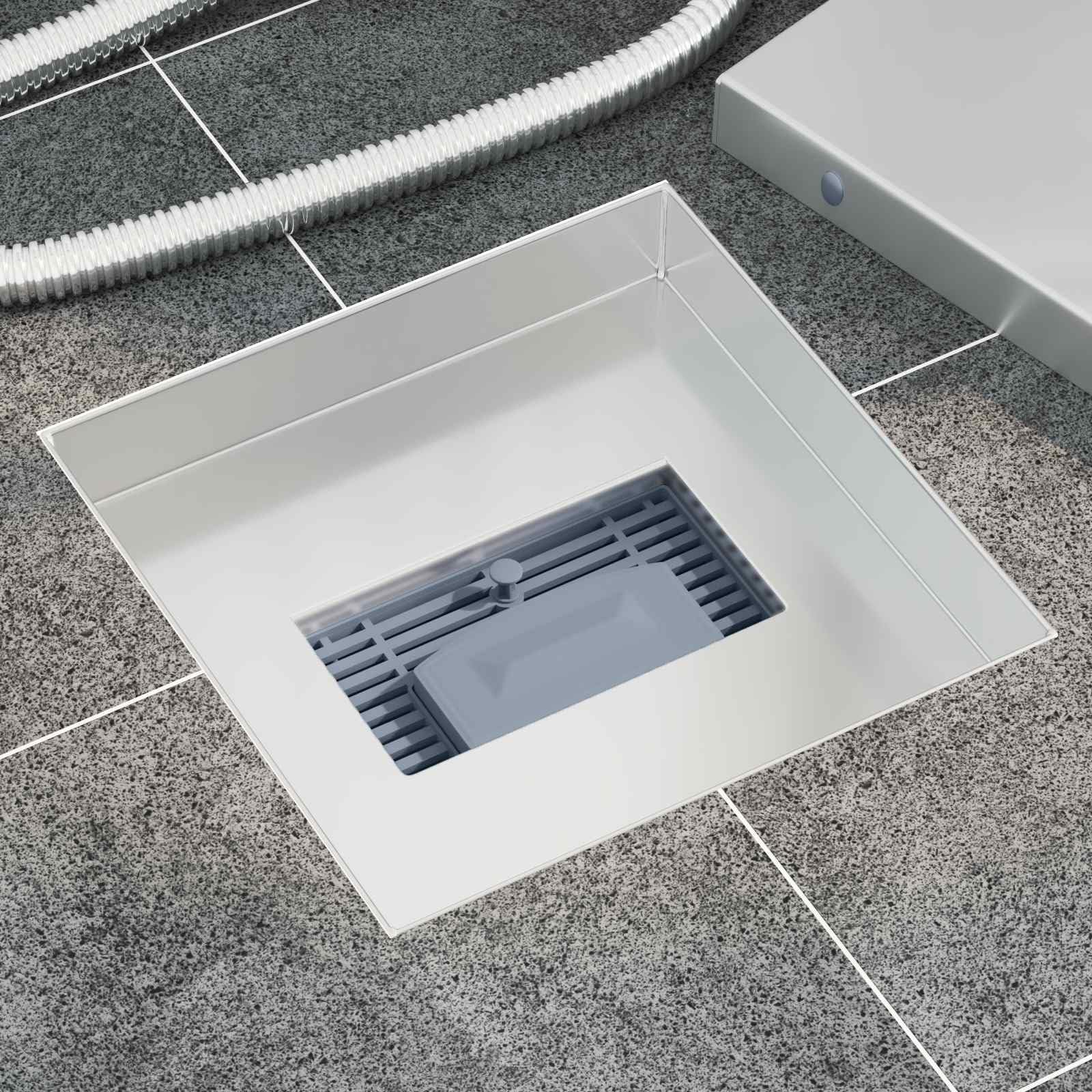 Drenaggio Doccia 2 in 1 Argento 20 x 20 cm Acciaio Inox 304, Articoli per idraulica, 2.066kg-42015933