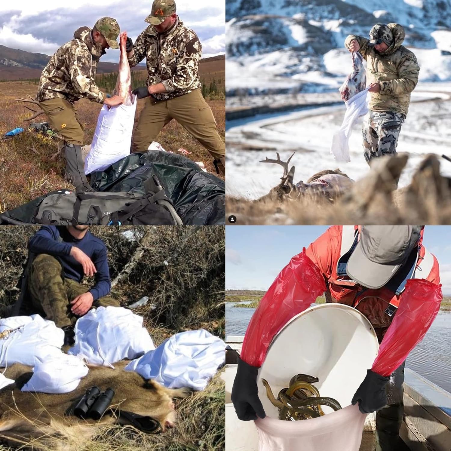 AZHCHKE 10 Pack Game Bags Set Elk Quarter Bags Reusable Game Bags Hunting Meat and Field Dressing Deer Gutting Gloves for Elk, Deer, Antelope : Sports & Outdoors