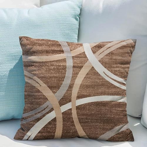 Miniatura 5 de Juego de 2 fundas de almohada con círculos ondulados, modernos anillos de contraste opacos, fundas geométricas para sofá, hogar, decoración de doble