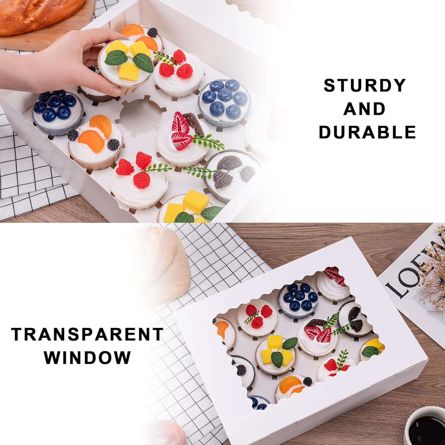 Cupcake Boxes - Hold Cupcake Containers with Window,