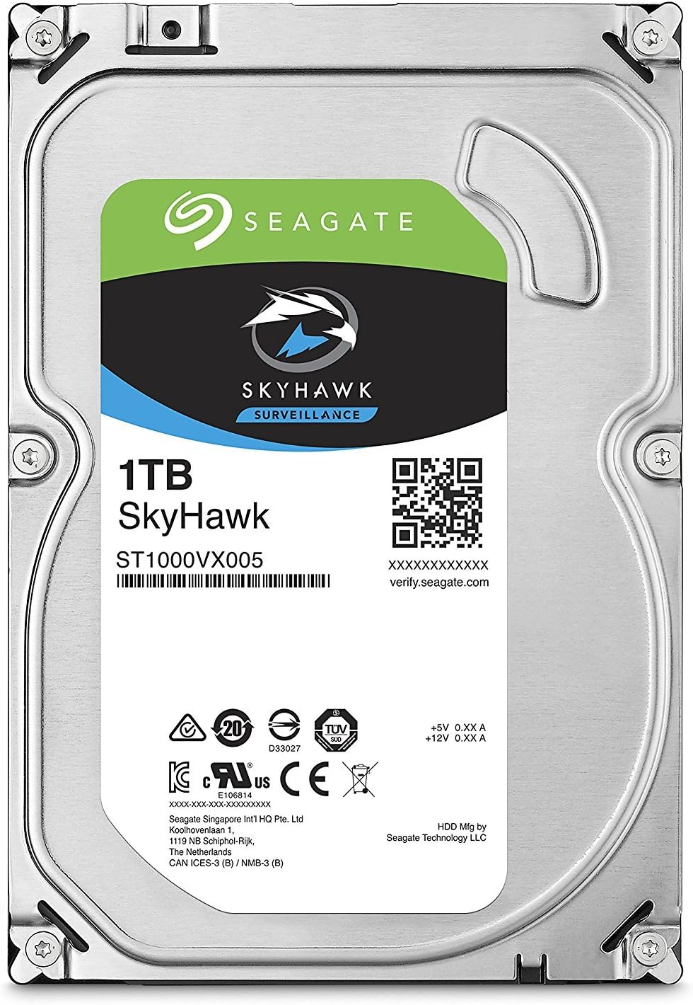 Seagate Skyhawk 1TB, ST1000VX005, Internal Hard Disk 3.5 inches 64 MB Cache SATA 6 Gb/s (Renewed)