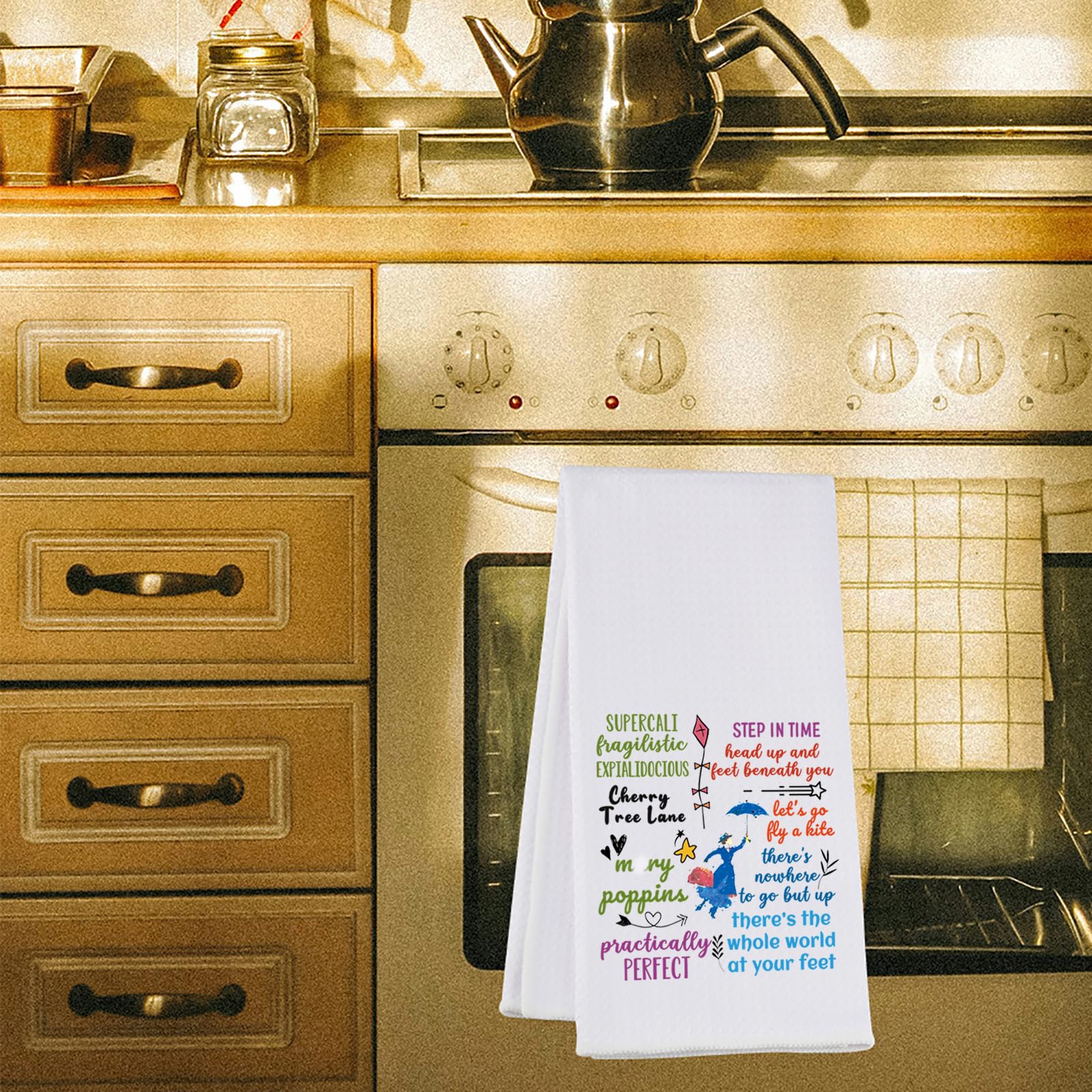 MNIGIU Marry Musical Inspired Gift Poppins Musical Kitchen Towel Theater Musical Fans Housewarming Gift (Supercali Towel)