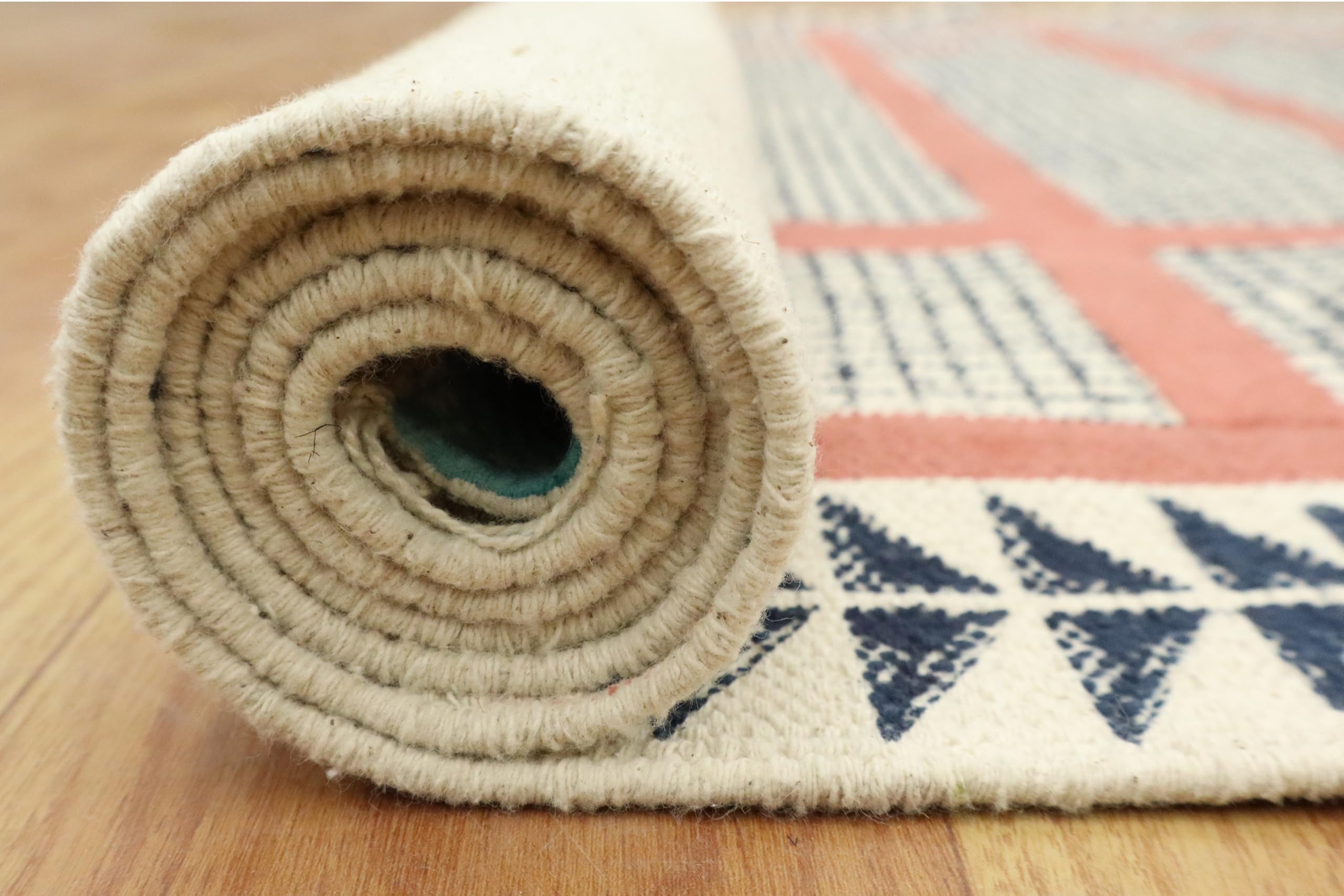 Kilim Tapis carré à rayures de 0,5 cm d'épaisseur en coton imprimé à la main pour intérieur et extérieur, cuisine, balcon, yoga, 0,5 cm d'épaisseur
