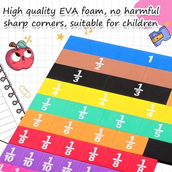 Sayglossy 10 Sets Fraction Set for Math Classroom Fractions Manipulatives Math Manipulatives for Home School Supplies (Tiles)