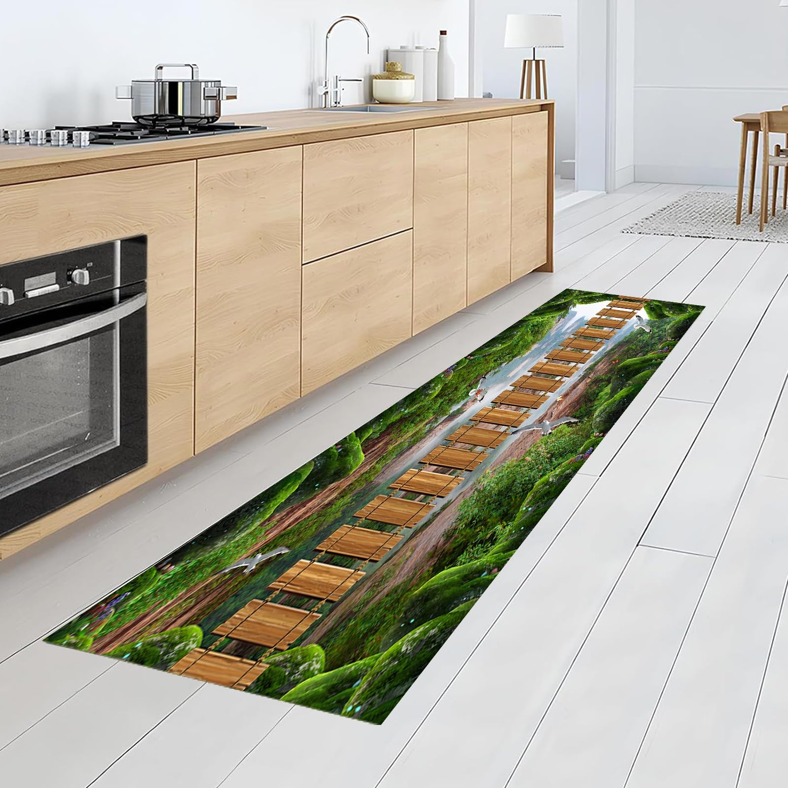 Tappeto Passatoia Cucina Antiscivolo 50 x 330 cm Luce di lusso moderno stile Tappeto Cucina Moderno Antiscivolo personalizzabile Adatto per corridoi, cucine, bagni, A