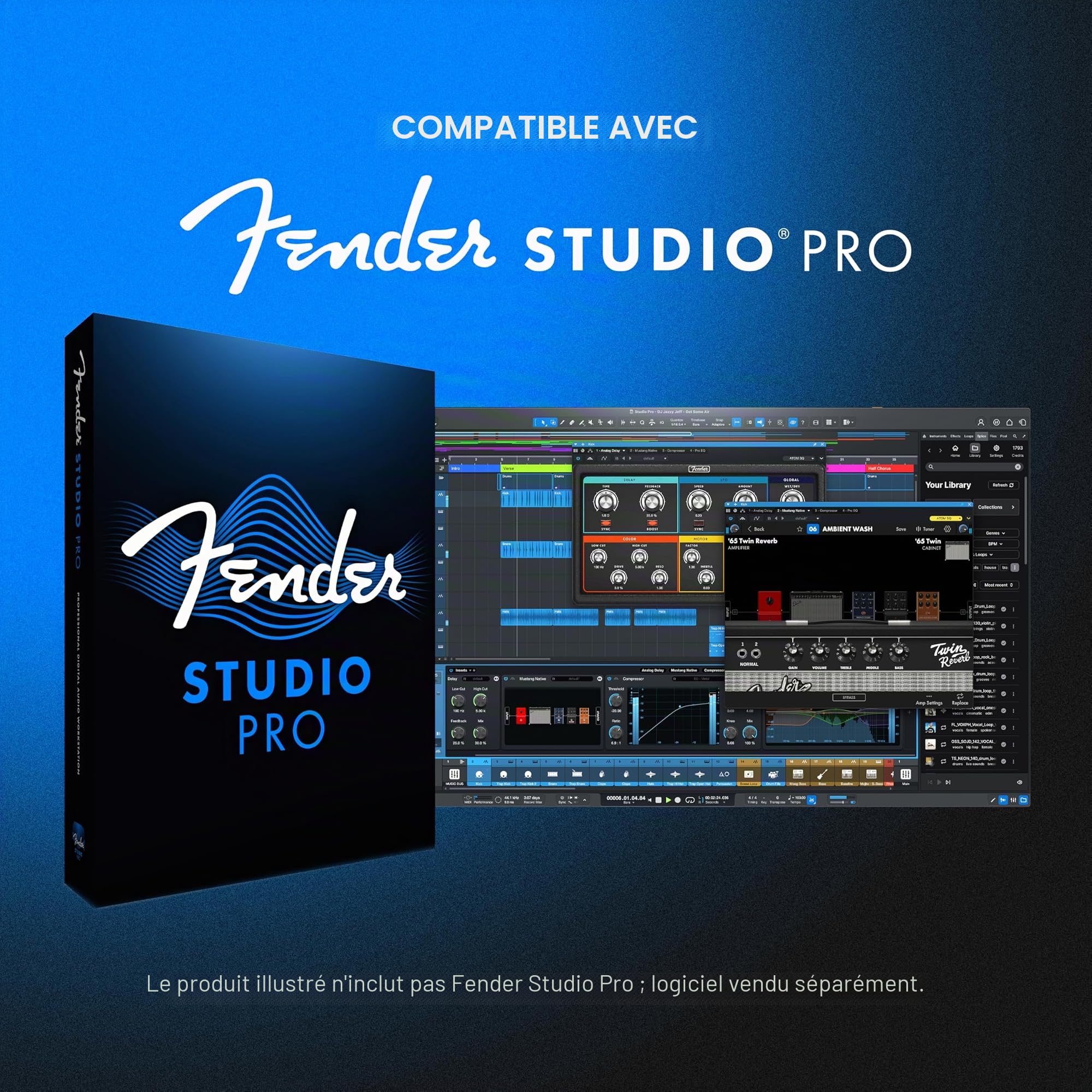 Fender AudioBox GO | Interface audio USB-C 2x2 pour la production musicale, combo micro/ligne XLR, entrée instrument TS, convertisseurs 24 bits/96 kHz, surveillance casque sans latence, Mac & PC