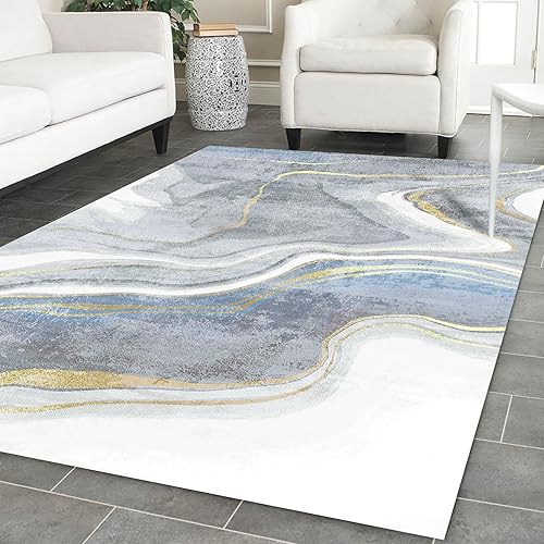 Alfombra moderna minimalista ultra fina de pelo bajo lavable de 5 x 7 pies para dormitorio, sala de estar, cocina, comedor, oficina, estudio,