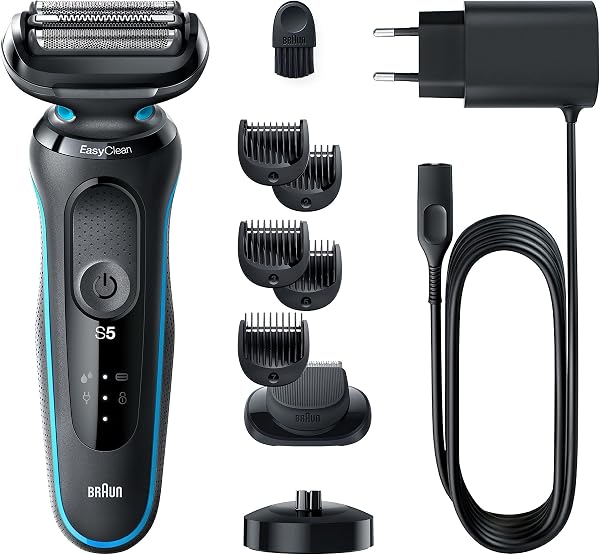 Braun Series 5 Men's Electric Shaver with EasyClick Beard Trimmer Attachment, Charging Station, EasyClean Shaver, Dry Shaver, Waterproof, Made in Germany, 51-M4500cs, Mint Green - 5