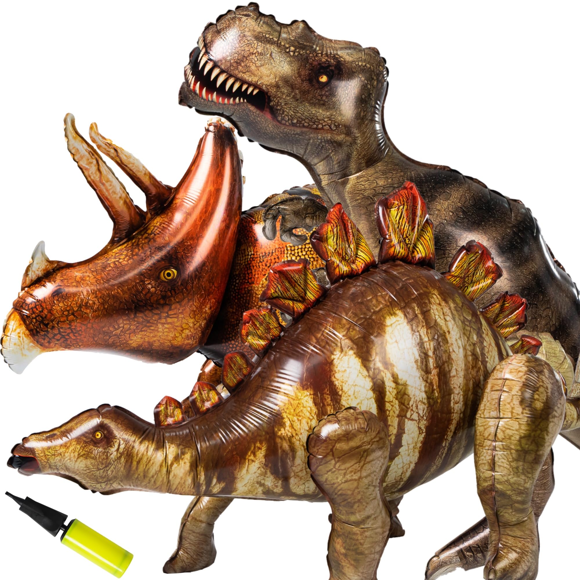 Nbguigdstr 3 Pcs 52" Inflatable Dinosaur Balloon-Dinosaur Party Decorations Birthday Party Supplies-Tyrannosaurus&Triceratops&Stegosaurus-Party Favors