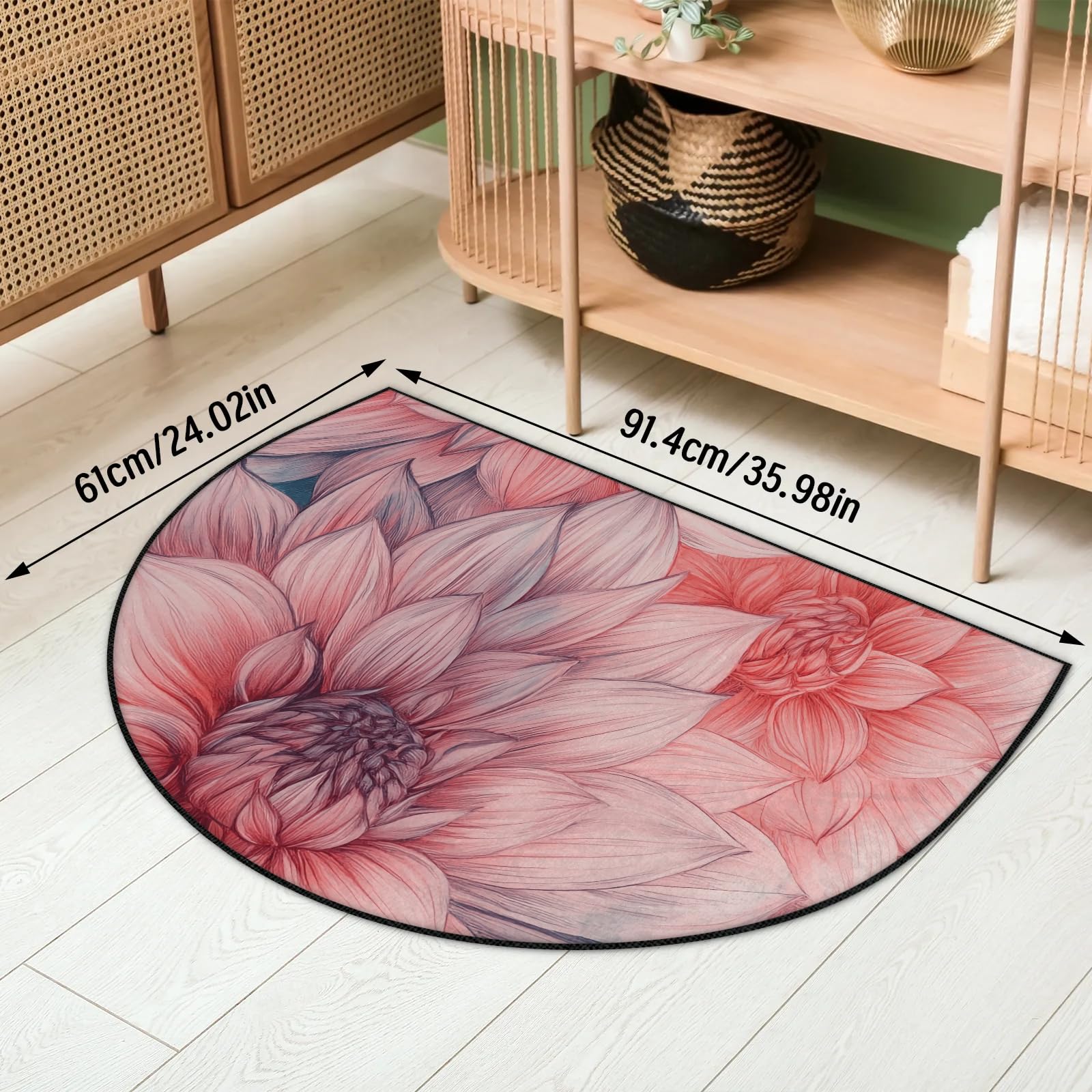 Amazon.com: Sabokido Pink Floral Dahlia Half Round Outdoor Mat