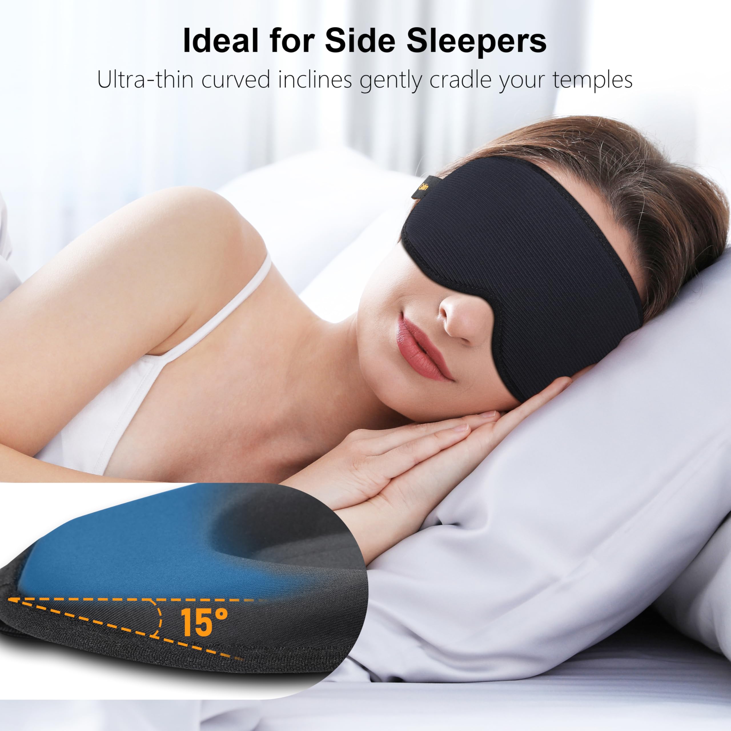 Gritin 100% Blackout Sleep Mask for Women & Men-Zero Eye Pressure Eye Mask for Sleeping, 3D Cutout Eye Movement, Ultra Soft & Comfortable Blindfold for Sleep/Travel Essentials-EarPlugs Included — view 4