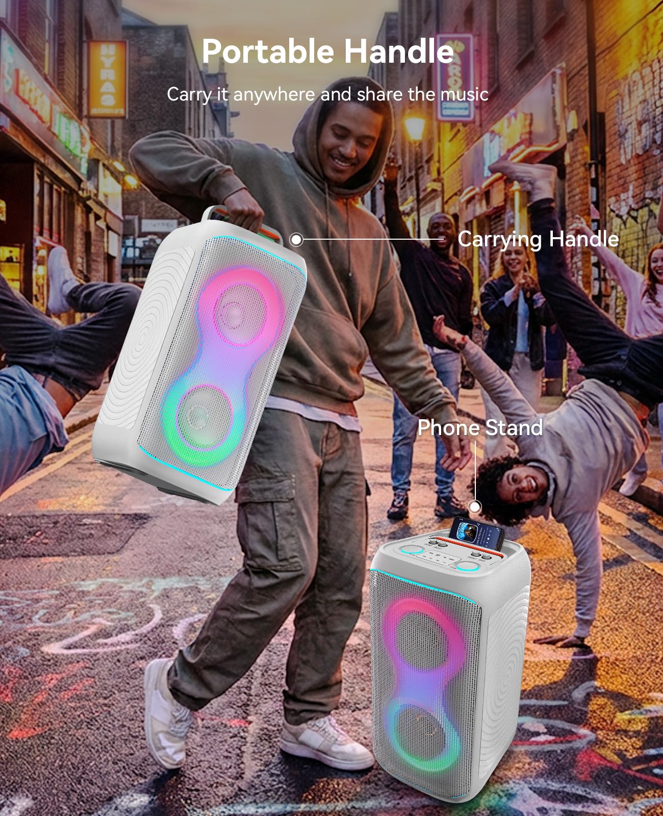 GKD61 Cassa Karaoke con 2 Microfoni UHF Wireless, Cassa Bluetooth Portatile da 400W di Potenza di Picco, Subwoofer da 6,5", Sistema Karaoke Professionale, Supporto USB/TF/AUX, Ideale per Grandi Feste