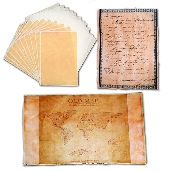 Buy 20 Printable Paper Sheets, 10 Special DIY Old Vintage Paper + 10