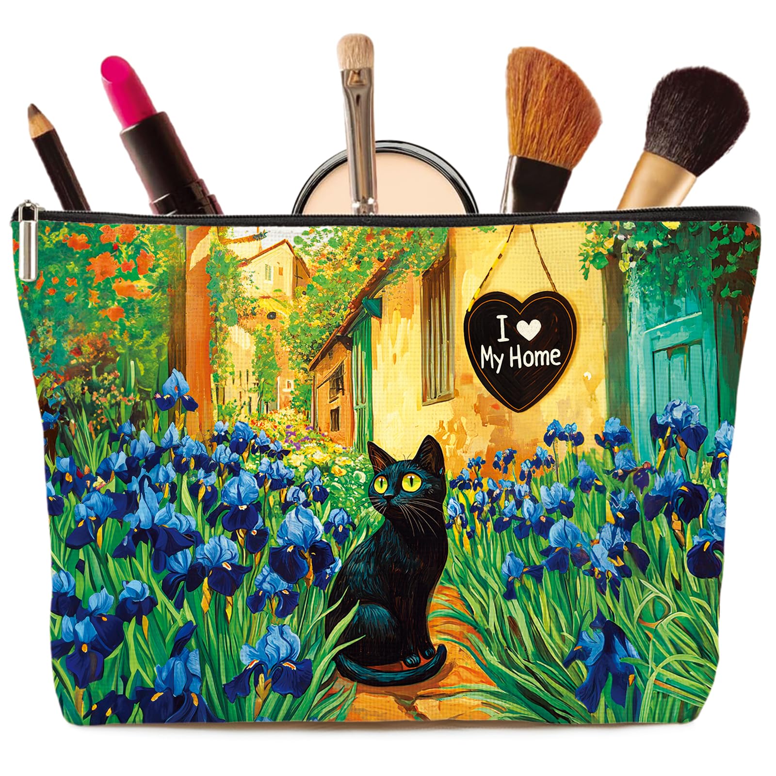 Joybble Makeup Bag, Cat Make up Bags for Women Girls Cat Gifts for Women Small Flat Lay Makeup Bag