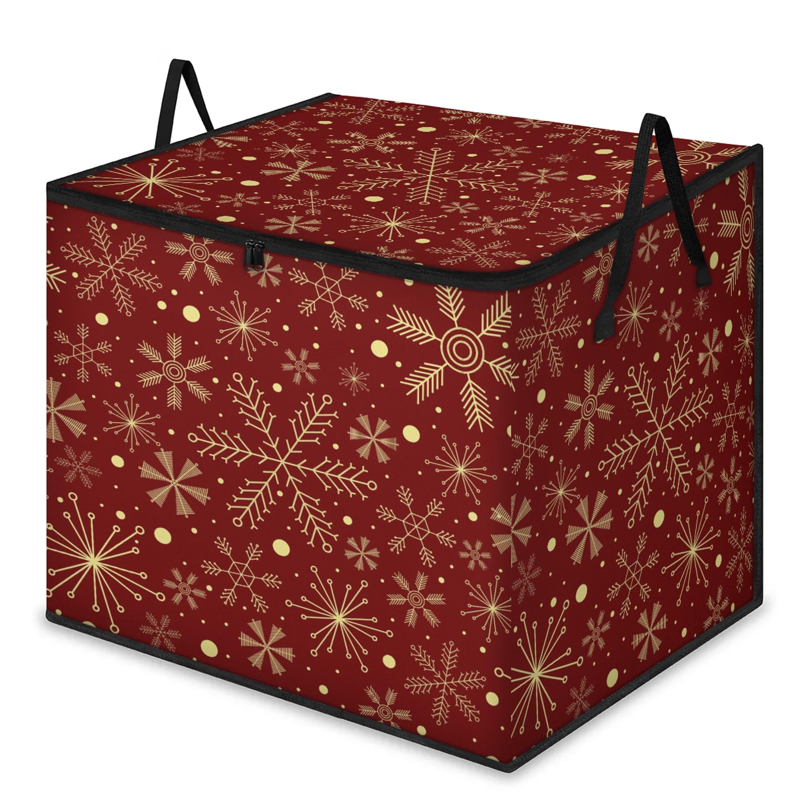 Bolsas de almacenamiento grandes de Navidad con cremalleras y asas, caja de almacenamiento plegable de copos de nieve de Navidad, contenedor de almacenamiento, organizador de mantas, contenedores de