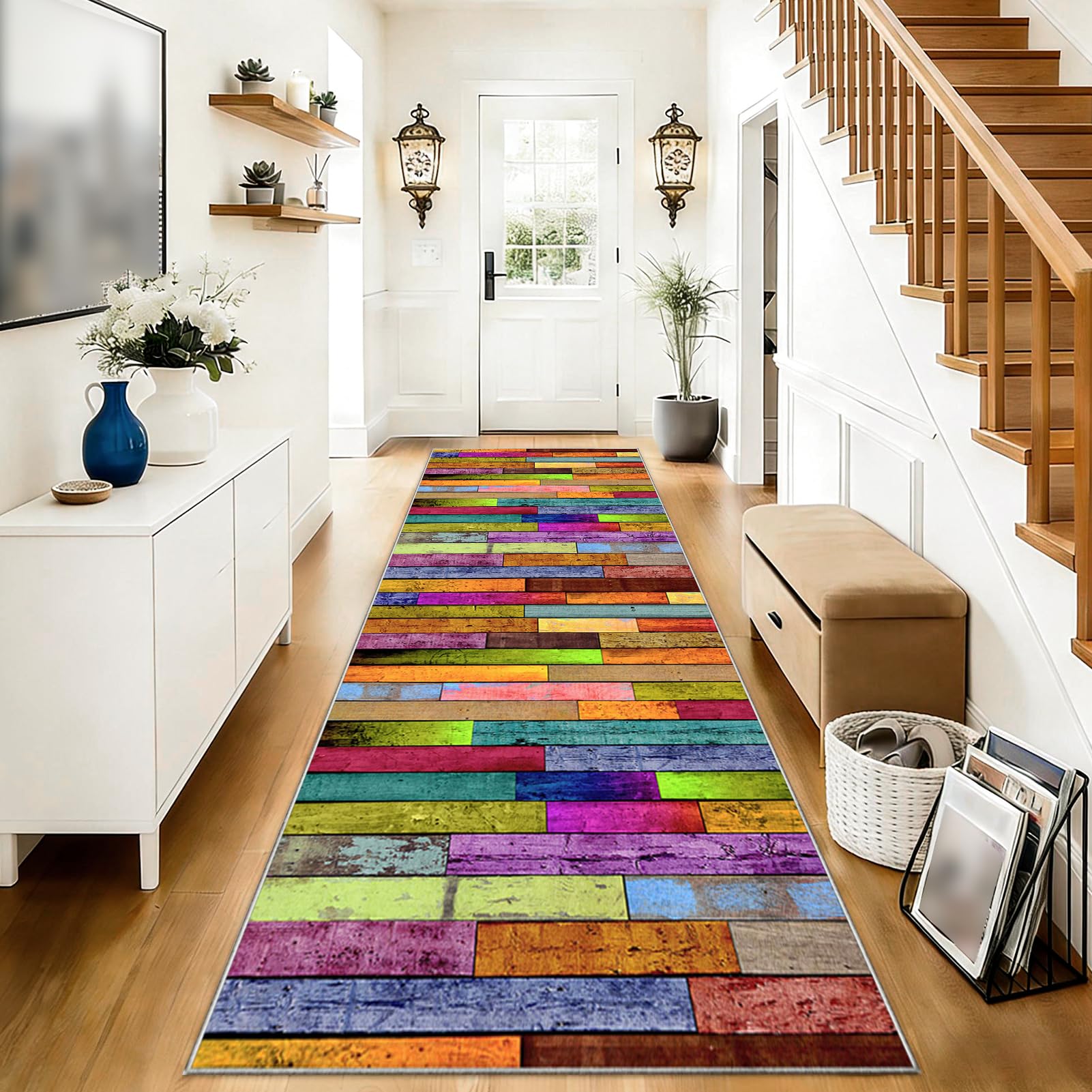 Tapis de sol pour passage entrée et buanderie lavable 120 x 550 cm