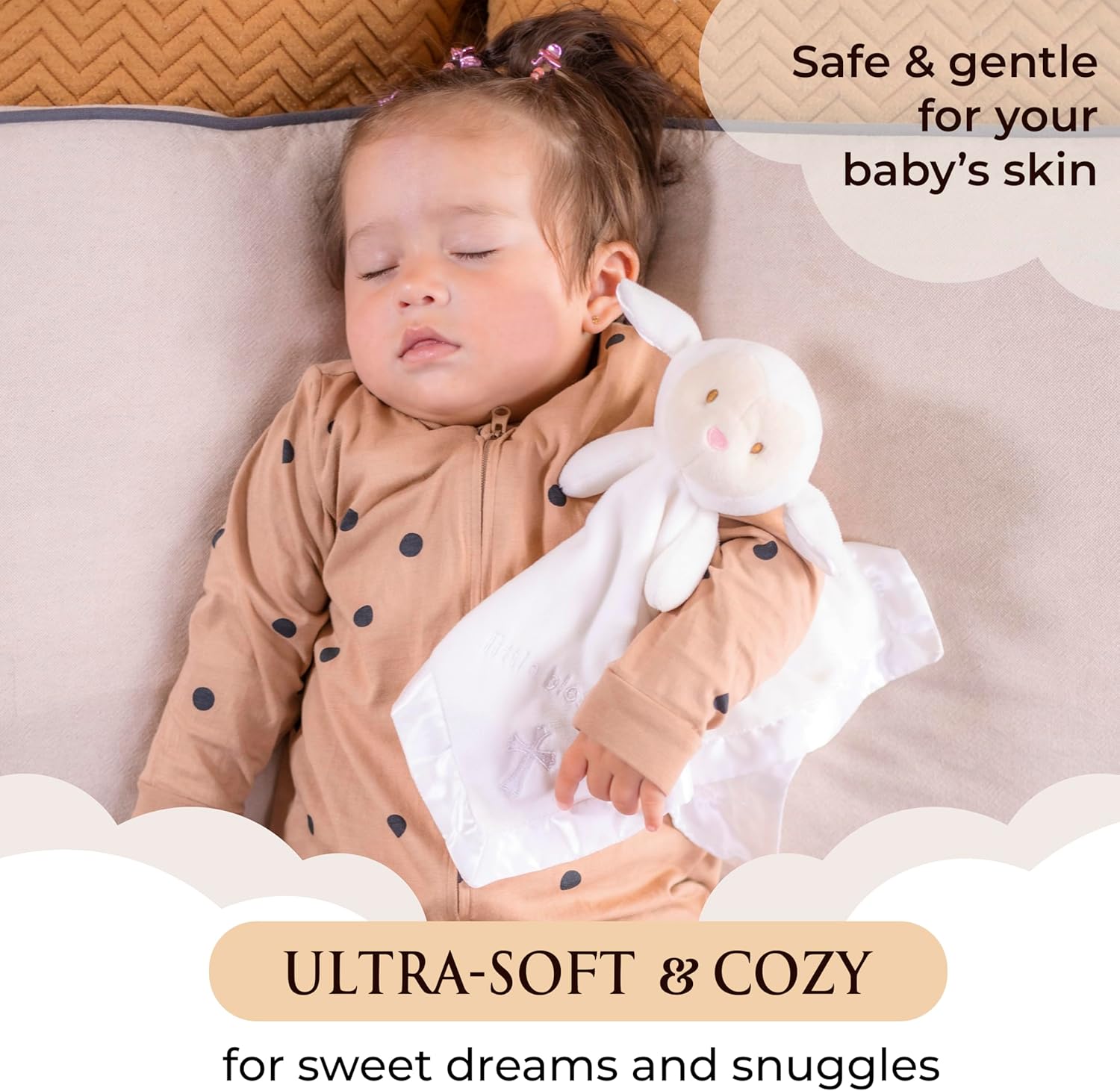 Lamb Lovey, Baptism Gifts for Girl & Boys - Loveys for Babies, Soft Embroidered Baby Blanket with Cross, Baptism Blanket for Newborns & Toddlers, Organic Cotton,14 inch - Image 7