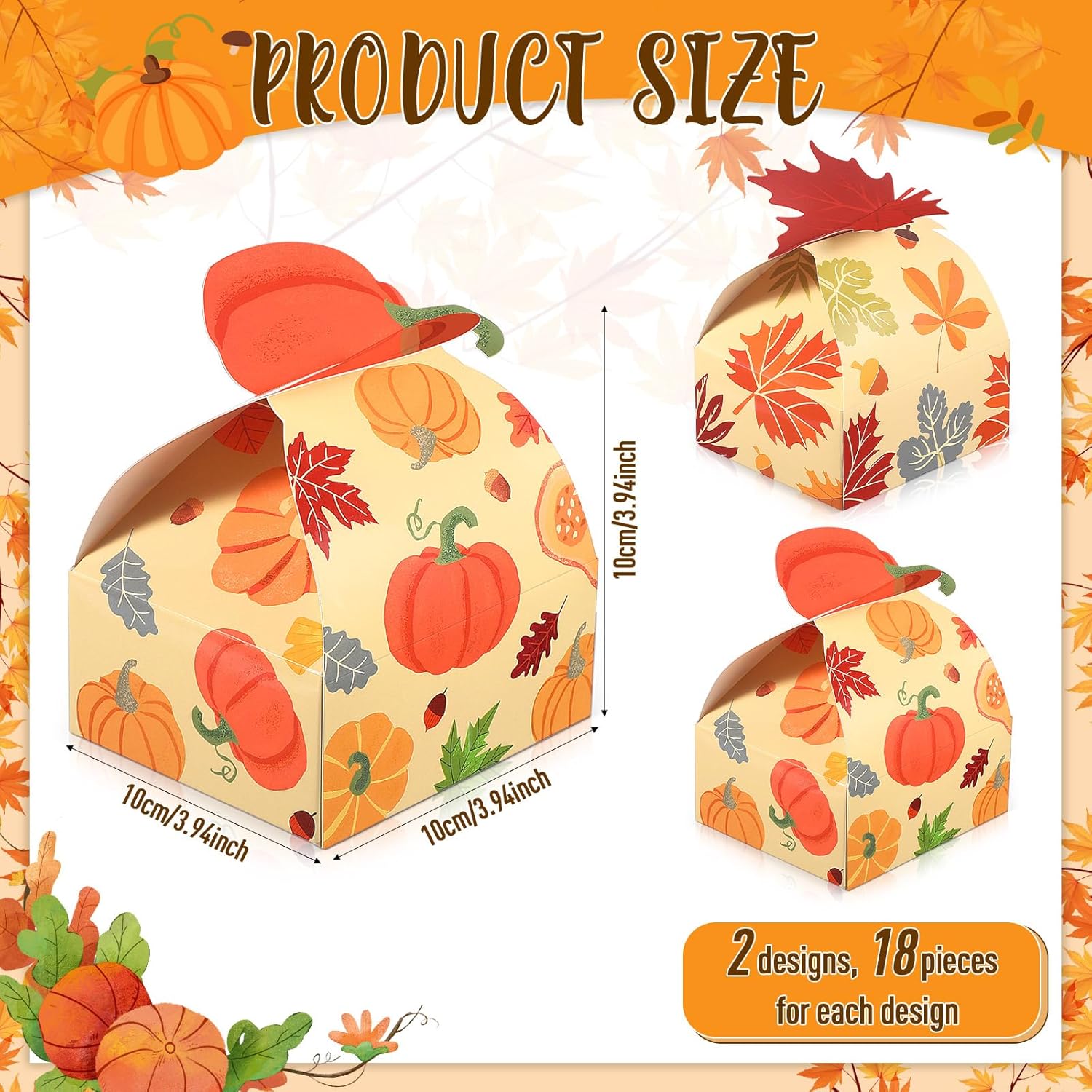 Pasimy 36 Pack Fall Party Favor Boxes Pumpkin Maple Leaf Paper Candy Treat Boxes for Thanksgiving Autumn Harvest Halloween Birthday Party Favor Gifts Decorations - Image 3