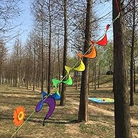 Vista 1 de Molino de viento colorido colgante de tela de nylon, PVC colorido plegable 140Cm espiral molino de viento colorido hilanderos de viento tienda