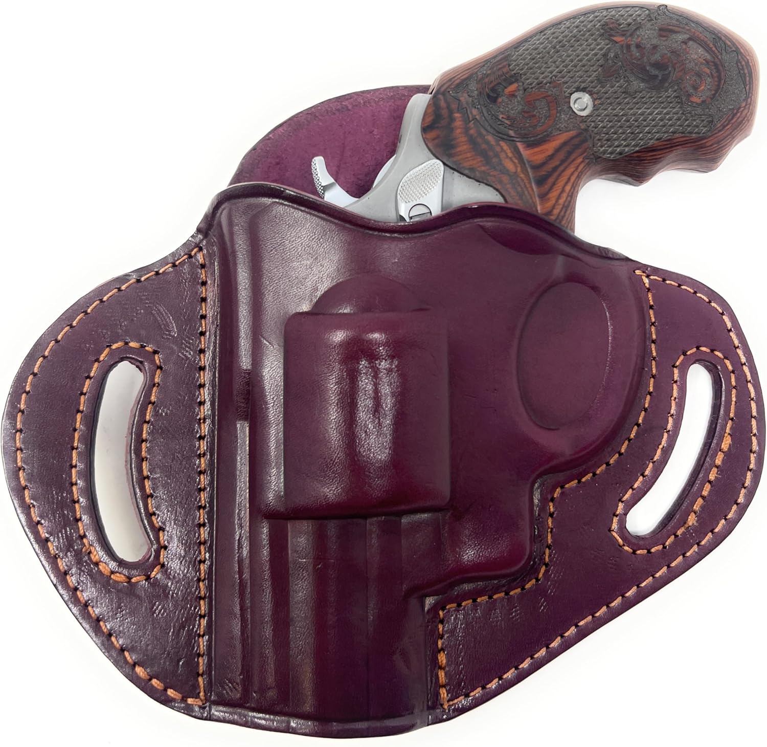 Cardini Leather Premium OWB Leather Holster for Concealed Carry | Fits Smith & Wesson Model K Frame, N Frame, Model 60 | Rock Island M206 | Other 38 Special Revolvers