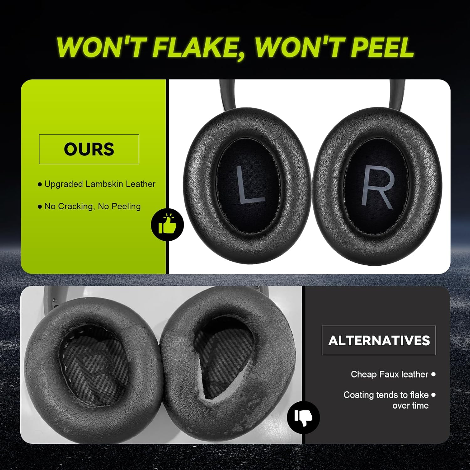 Aurivor Replacement 700 Ear Pads for Bose Noise Cancelling (NC) 700 Headphones, NC700 Earpads Cushions Made of Genuine Lambskin Leather, Noise Isolation Memory Foam, Added Thickness (Black)