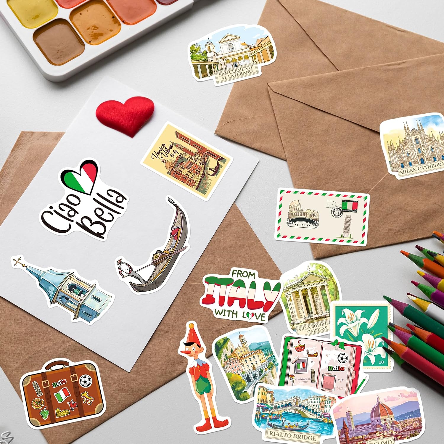 200PCS Italy Stickers, Italian Travel Sticker Pack