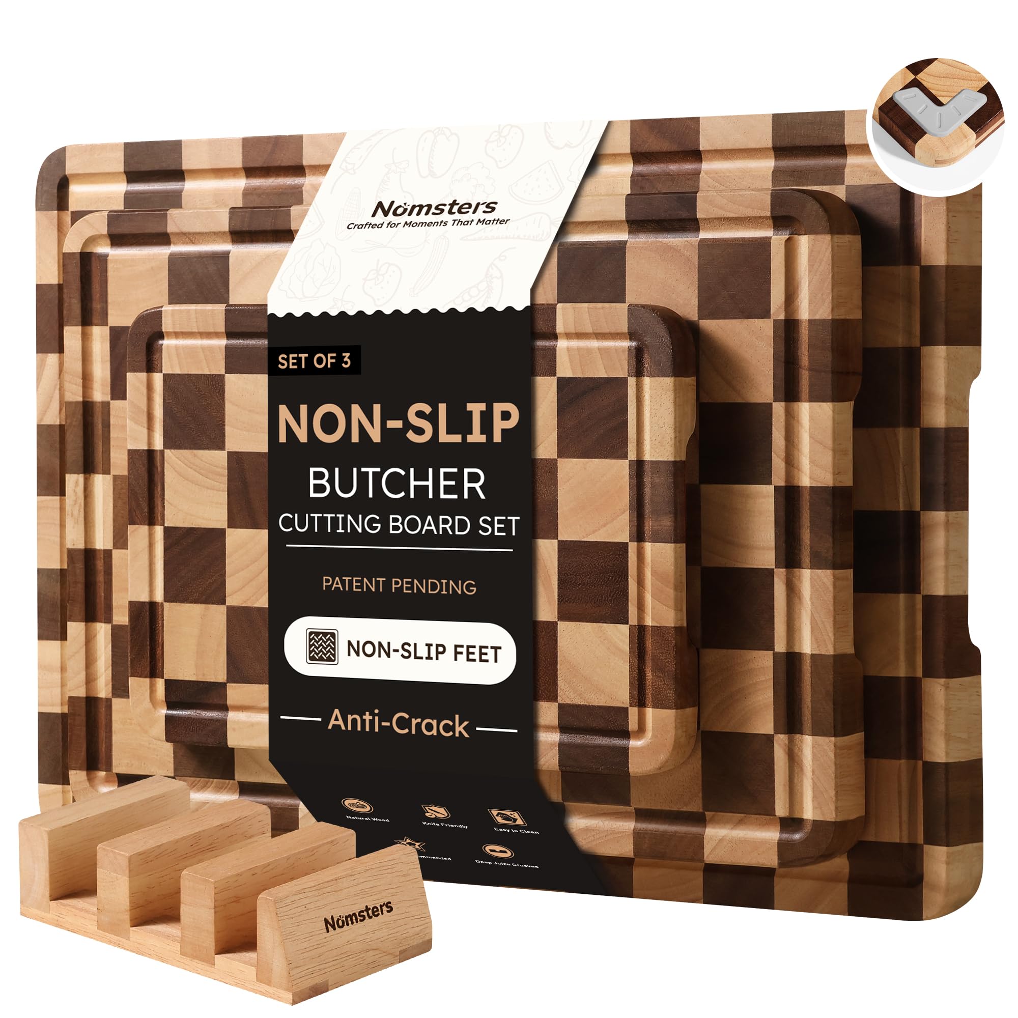 Nomsters 3-Piece Checkered Cutting Board Set