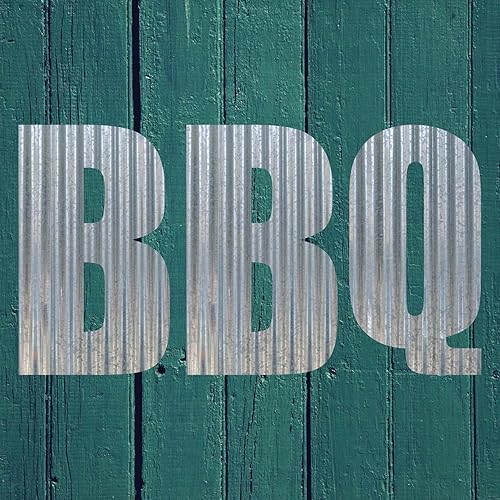 Miniatura 4 de BBQ Metal Letters Corrugated Galvanized Metal Word Business Sign Home Décor Barbecue Smokehouse Grilling Patio Decorations (6 Inch)
