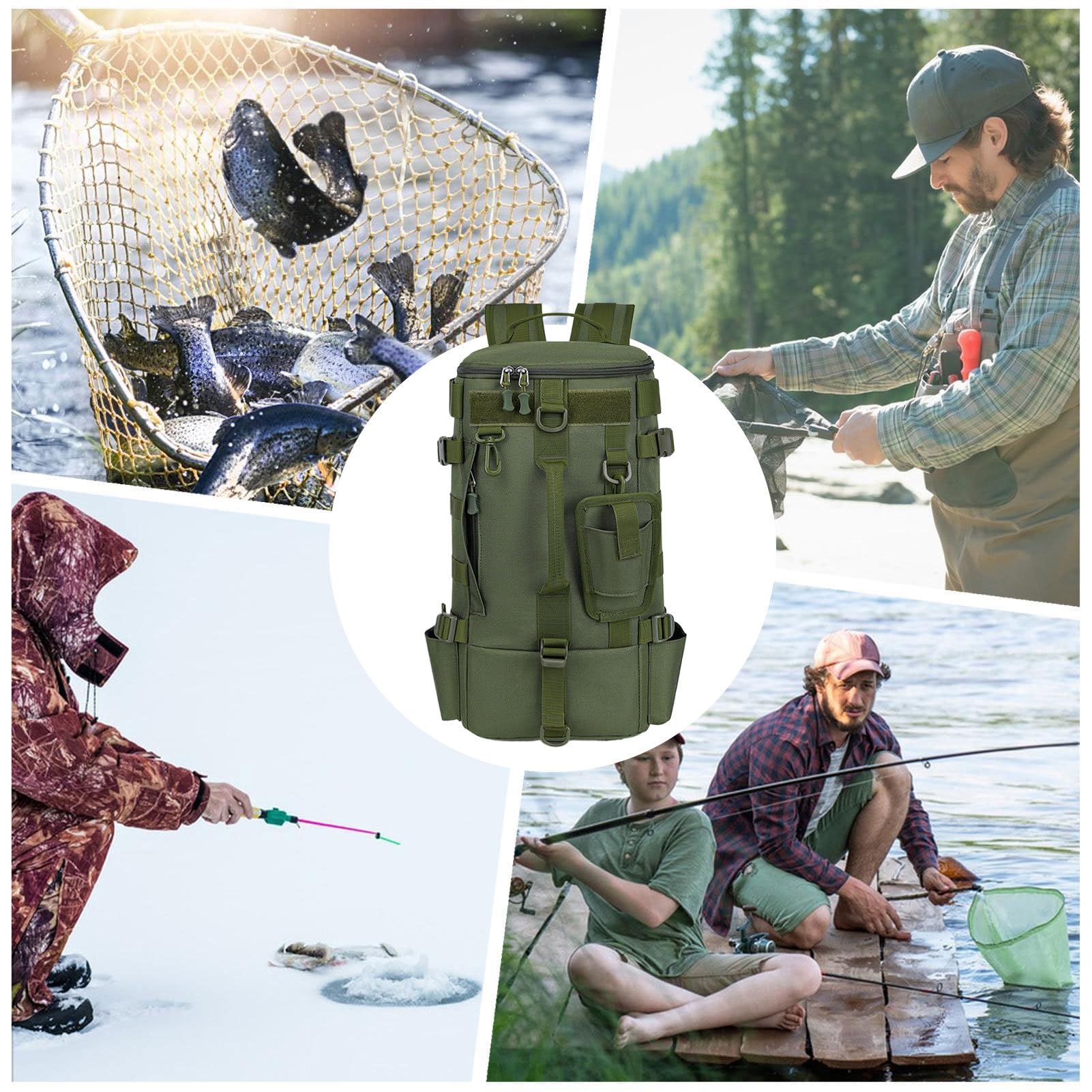 Mochila de Pesca Equipo de Pesca con Portacañas y Almacenaje Impermeable