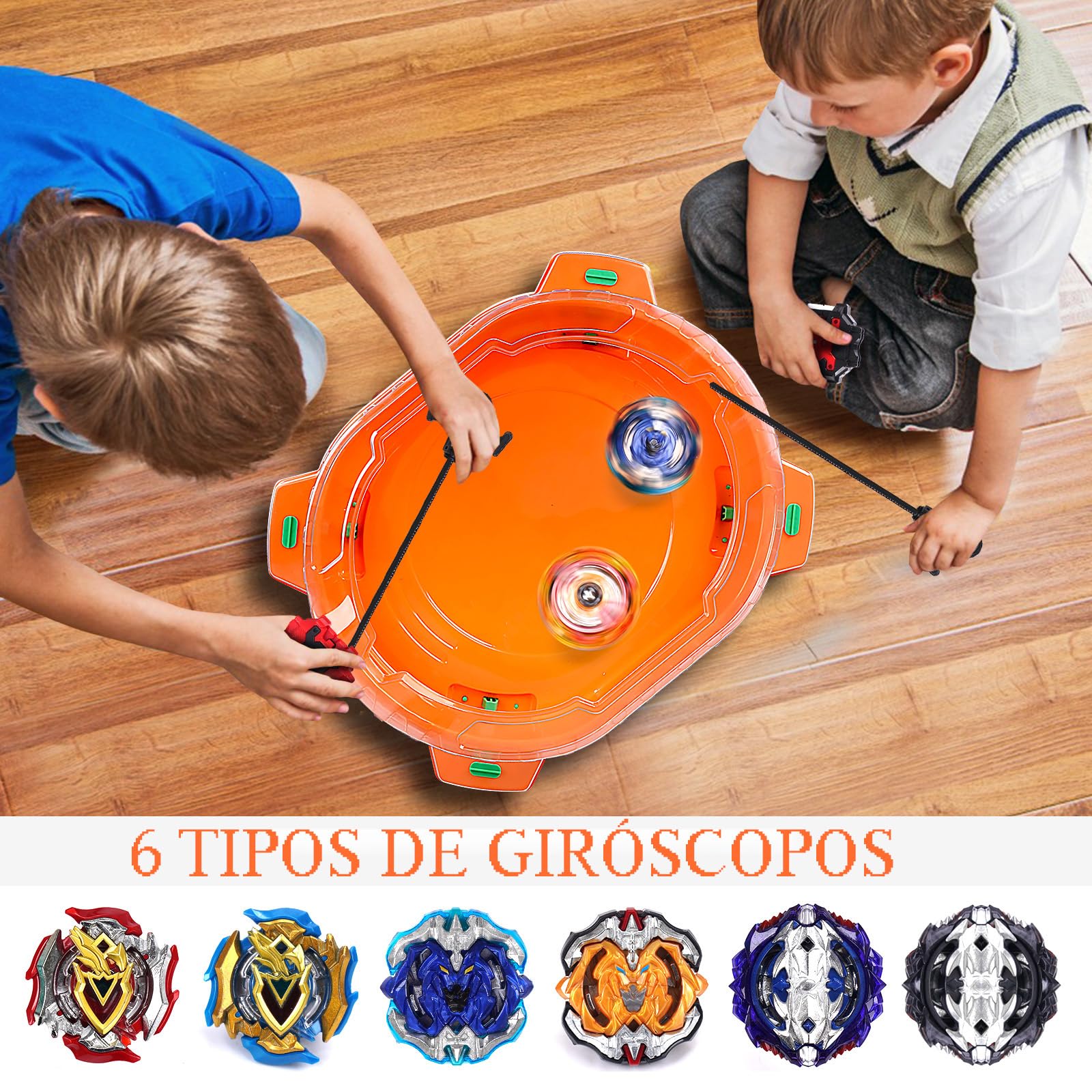 Conjunto de Juguete de Top de Batalla Burst | 6 Tops de Batalla, 2 Lanzadores y 1 Estadio, Juguetes para Niños y Niñas de 6 Años en Adelante