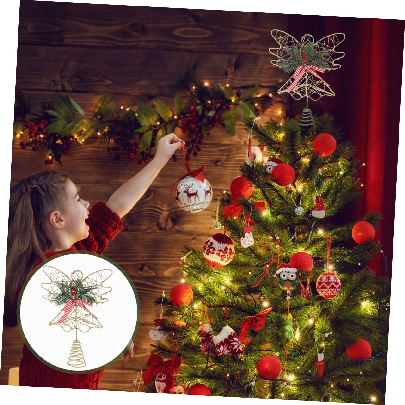 PRETYZOOM 3 Pièces Étoile d'arbre d'ange Hauts De Forme d'arbre De Noël Topper D'e De Noël Ange e De Haut De Forme D'e De Coeur Décorations De Décor De Le Fer